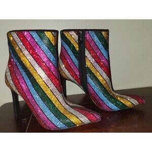 INC International Concepts Womens Ingra Rainbow Bling Booties 5.5 M